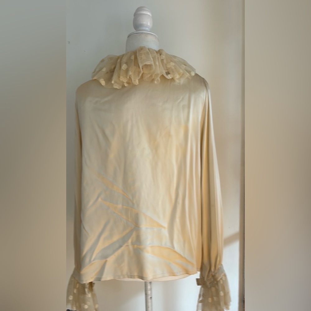 Vintage Mary Ann Restivo Silk Blouse Pierrot Collar Size 10 - Picture 14 of 16